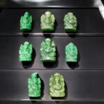 Green Jade and Green Aventurine Carving Ganesh Idol 1 Inch Size Available in All Natural Authentic Stones