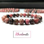 Rhodonite Stone Plane Beads Stretchable Bracelets Certified 8mm 10mm sizes for Men Women Unisex for Bulk Quantity Business Natural and Authentic Stones