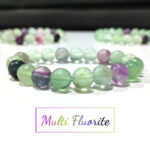 Multi Fluorite Stone Plane Beads Stretchable Bracelets Certified 8mm 10mm sizes for Men Women Unisex for Bulk Quantity Business Natural and Authentic Stones — Elementor
