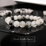 Black Rutilated Quartz Stone Star Quality Plane Beads Stretchable Bracelets Certified 4mm 6mm 8mm 10mm sizes for Men Women Unisex for Bulk Quantity Business Natural and Authentic Stones