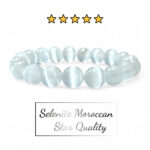 Moroccan Selenite Stone Plane Beads Stretchable Bracelets Certified 8mm 10mm sizes for Men Women Unisex for Bulk Quantity Business Natural and Authentic Stones