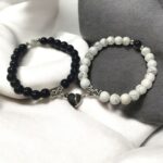 Howlite and Black Obsidian Certified Stone Stretchable Couple Bracelets for Men Women Unisex Authentic and Natural Stones - Image 4