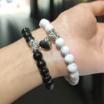 Howlite and Black Obsidian Certified Stone Stretchable Couple Bracelets for Men Women Unisex Authentic and Natural Stones - Image 2