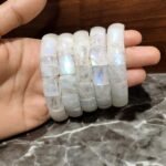 White Moonstone Flat Adjustable Size Bracelets Certified for Men Women Unisex for Bulk Quantity Business Natural and Authentic Stones