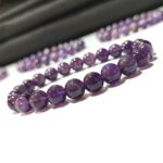 Amethyst Stone Star Quality Plane Beads Stretchable Bracelets Certified 4mm 6mm 8mm 10mm sizes for Men Women Unisex for Bulk Quantity Business Natural and Authentic Stones - Image 2