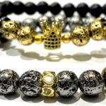 King and Queen Couple Certified Golden and Silver Lava Stone Stretchable Bracelets for Men Women Unisex Authentic and Natural Stones - Image 4