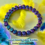 Titanium Hematite Square Cube Shape 8mm Bracelets for Men Women Unisex