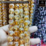 Natural Citrine Quartz Stone Star Quality 4mm 6mm 8mm 10mm Plane Beads Strings Lines Wholesale Bulk Supply Direct From Factory