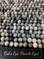 Natural Hawk Eye Cat's Eye (Grey Moonstone) Star Quality 8mm Plane Beads Strings Wholesale Supply - Image 2