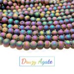 Titanium Pyrite Druzy Peacock Agate Stone Star Quality 8mm Plane Beads Strings Lines Wholesale
