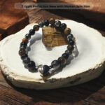 Tiger Hematite Black Obsidian Stone Triple Protection 8mm Bracelets Positive Energy with High Power Magnet Sticky Bonds