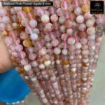 Natural Pink Flower Agate Stone Star Quality 8mm Plane Beads Strings Energy Healing Crystals