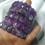 Amethyst Faceted Flat Style Stretchable Bracelets Certified Natural and Authentic Stones - Image 2
