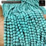 Natural Turquoise Stone With Black Lines AA Quality 8mm Plane Beads Strings Natural Gemstones Factory Price