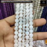 Natural White Moonstone Star Quality 8mm Plane Beads Strings Energy Healing Crystals