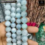 Natural Aquamarine Stone Star Quality 8mm Plane Beads Strings Wholesale Supply