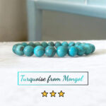 Turquoise from Mongol High Graded Stone Quality Plane Beads Stretchable Bracelets Certified 8mm size for Unisex Natural and Authentic Stones
