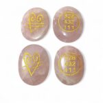 Engraved Natural Stones Rose Quartz Love and Joy Symbol, Zibu Love Symbol, Green Jade Round Zibu Engraved Symbol, Green Aventurine Health Symbol, Red Aventurine Protection Symbol - Image 2