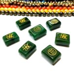Green Jade Zibu Symbol Drilled Coin for Bracelets Money Attraction Stone Loose for Wholesale