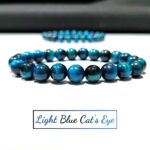 Blue Cat's Eye Tiger Eye Star Quality Plane Beads Stretchable Bracelets Certified 8mm 10mm sizes for Unisex Natural and Authentic Stones