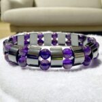 Double Layer Stretchy Bracelets Hematite With Different Natural Stones Amethyst Labradorite Tiger Eye Obsidian