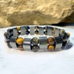 Double Layer Stretchy Bracelets Hematite With Different Natural Stones Amethyst Labradorite Tiger Eye Obsidian - Image 4