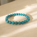 Turquoise from Mongol High Graded Stone Quality Plane Beads Stretchable Bracelets Certified 8mm size for Unisex Natural and Authentic Stones - Image 2