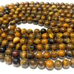 Natural Tiger Eye Stone Starter Quality 8mm 10mm Plane Beads Strings Wholesale Bulk Supply Factory Price