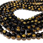 Black Agate OM Carving 8mm 10mm Plane Beads Strings Lines Wholesale Bulk Supply Direct From Factory