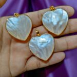 Mother Of Pearl Natural Stones Golden Plated Heart Pendants - Image 2