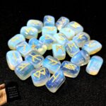 Tumbled Stone Rune Set with Velvet Case Opalite