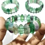 Natural Multi Fluorite Stone Double Terminated Points Bracelets Stretchable Elastic - Image 2