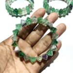 Natural Multi Fluorite Stone Double Terminated Points Bracelets Stretchable Elastic - Image 3