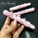Rose Quartz Stone Twisted Carving Massage Wands Massager