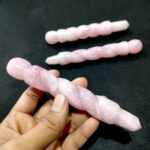 Rose Quartz Stone Twisted Carving Massage Wands Massager - Image 2