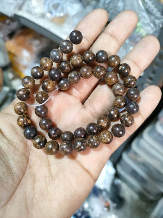 281rs Natural Bronzite Stone 8mm Plane Beads Strings Wholesale - Image 1