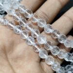 Faceted Brazilian Clear Quartz Stone Star Quality 8mm Plane Beads Strings Lines Wholesale - Image 3
