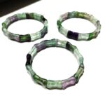 Multi Fluorite Stone Cube Stretchable Bracelets Certified Natural and Authentic Stones - Image 2