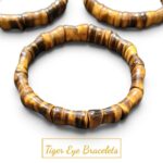 Tiger Eye Stone Cube Shape Stretchable Bracelets Certified Natural and Authentic Stones