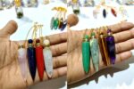 Faceted Crystal Point Perfume Bottle Pendants Crystal Amethyst Rose Lapis Jasper Aventurine Tiger Labradorite - Image 3