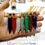 Faceted Crystal Point Perfume Bottle Pendants Crystal Amethyst Rose Lapis Jasper Aventurine Tiger Labradorite
