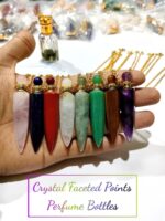 Faceted Crystal Point Perfume Bottle Pendants Crystal Amethyst Rose Lapis Jasper Aventurine Tiger Labradorite