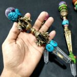 Himalayan Quartz Seven Chakra Crystal Point Pure Copper Tibetan Healing Stick