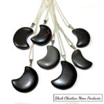 Black Obsidian Moon Pendants with Chain