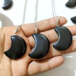 Black Obsidian Moon Pendants with Chain - Image 2