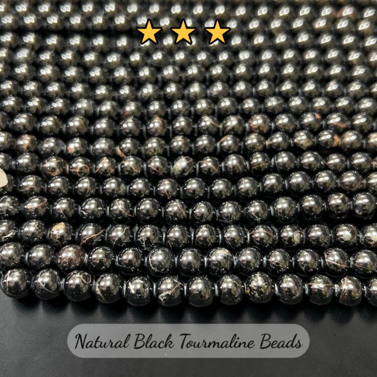 Blank for download Rs281 Natural Black Tourmaline Stone 3 Star Quality 8mm 10 mm Plane Beads Strings - Image 1