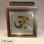 Pyrite Stone Seven OM Symbol Frames from Natural Stones