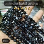 Natural Black Sulemani Hakik Stone Star Quality 4mm 6mm 8mm 10mm 12mm 14mm Plane Beads Strings - Image 2